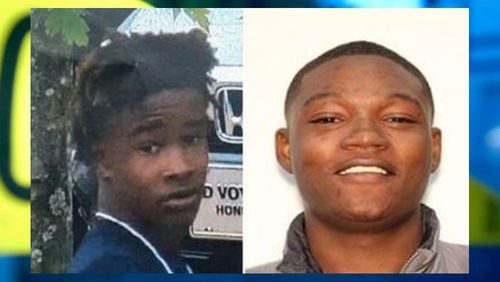 Suwanee police are searching for two teenagers, Jafar Hunter Jr. (left) and Keytavuis Arice Lowam, accused of hitting and killing a Gwinnett father while fleeing a Walmart.