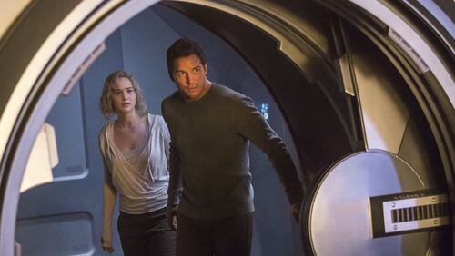 Jennifer Lawrence and Chris Pratt star in “Passengers.” Contributed by Jaimie Trueblood/Columbia Pictures/Sony