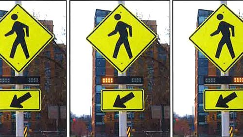 Photos depict the rectangular rapid flashing pedestrian beacon that will be installed in front of Hopewell Baptist Church in Canton. CHEROKEE COUNTY