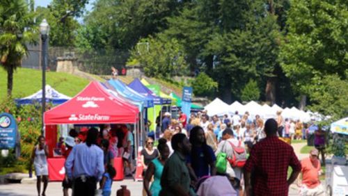 The Piedmont Park Arts Festival will feature exhibition booths for artists to showcase their pieces, as seen here at last year’s festival. CONTRIBUTED BY THE ATLANTA FOUNDATION FOR PUBLIC SPACES