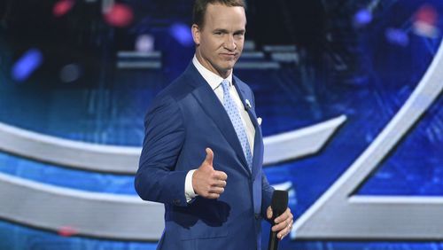 Host Peyton Manning appears on stage at the conclusion of the ESPYS at the Microsoft Theater on Wednesday, July 12, 2017, in Los Angeles. (Photo by Chris Pizzello/Invision/AP)