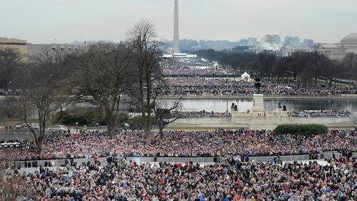 People gather on the National Mall to attend  the 58th Presidential Inauguration on Jan. 20, 2017 in Washington, D.C. (Olivier Douliery/Abaca Press/TNS)