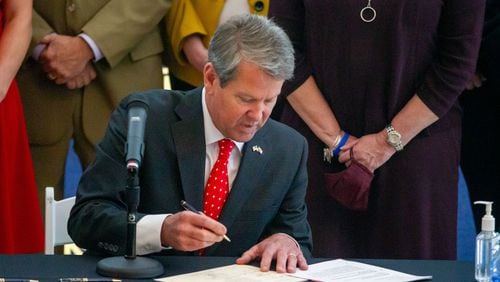 Gov. Brian Kemp signed legislation Wednesday granting paid parental leave to state workers. STEVE SCHAEFER FOR THE ATLANTA JOURNAL-CONSTITUTION