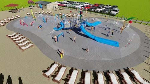 This is a rendering of splash pad renovations expected for Lynwood Park in Brookhaven.