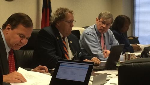 The Georgia Composite Medical Board met Thursday and approved new training requirements on opioid prescribing for Georgia’s physicians. Pictured (from left) are board members Dr. John Antalis, Dr. John Jeffrey Marshall, and Dr. E. Dan DeLoach, and interim executive director LaSharn Hughes.