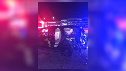 Police believe 57-year-old Apolinar Mondragon Lucas of Lawrenceville was driving drunk when he struck a Sandy Springs police vehicle, injuring an officer and a K-9, authorities said.