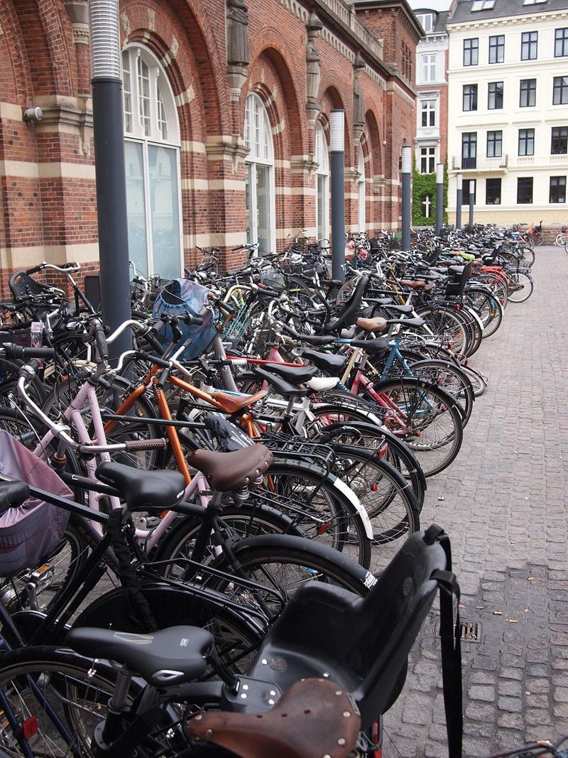 Bicycles parked alongside a building in Copenhagen on June 21, 2015. (Submitted photo from Atlanta Regional Commission).