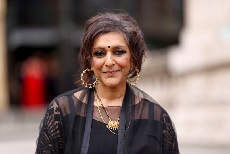 Meera Syal poses for photographers upon arrival at the Olivier Awards on Sunday, April 14, 2024, in London. (Photo by Vianney Le Caer/Invision/AP)