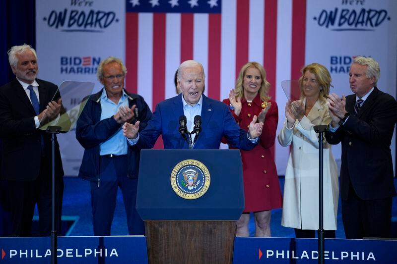 President Joe Biden speaks during a campaign event in Philadelphia, Thursday, April 18, 2024. (AP Photo/Matt Rourke)