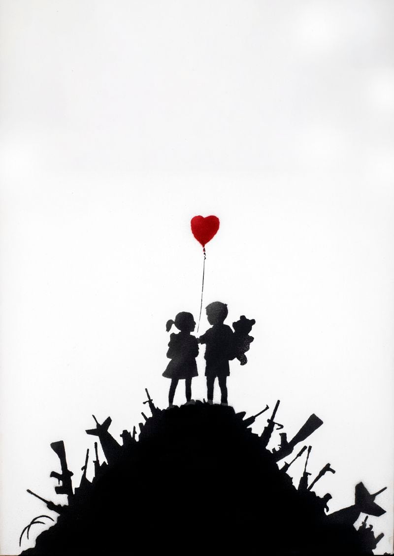 One of the many politically charged images that will be on view at The Art of Banksy: "Without Limits."