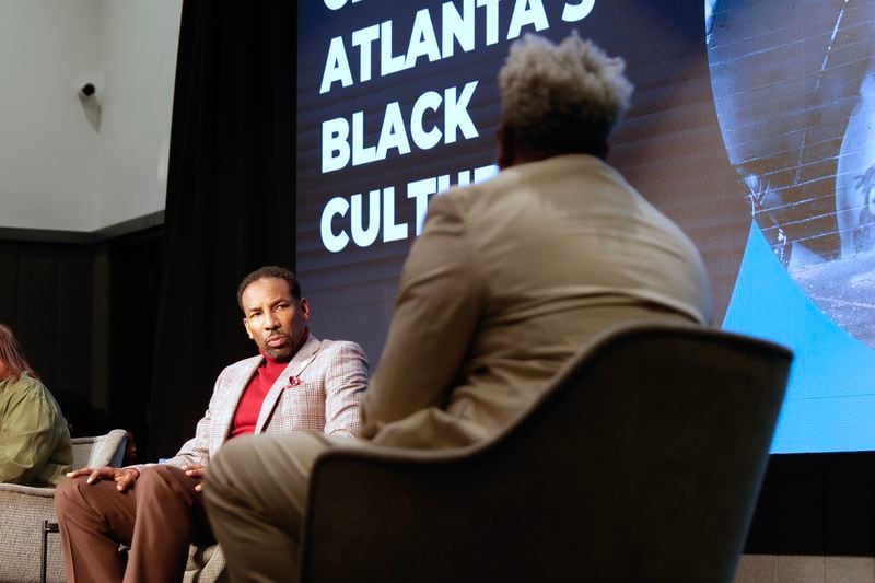 Atlanta Mayor Andre Dickens listens to a question from Atlanta Journal-Constitution reporter Ernie Suggs during The AJC’s Unapologetically Black live event at The Gathering Spot on Wednesday, March 22, 2023.  (Natrice Miller/ natrice.miller@ajc.com)