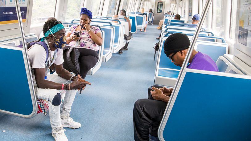 MARTA believes only about half its customers wear masks. But agency officials are reluctant to require masks for fear of provoking confrontations between employees and passengers. (Jenni Girtman for The Atlanta Journal-Constitution)