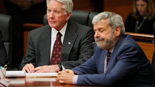 4/23/18 - Atlanta - Tex McIver, seated with Defense Attorney Don Samuel, showed little reaction to the first of four guilty verdicts.  The jury found Tex McIver guilty on four of five charges on their fifth day of deliberations today at the Tex McIver murder trial at the Fulton County Courthouse.   Bob Andres bandres@ajc.com