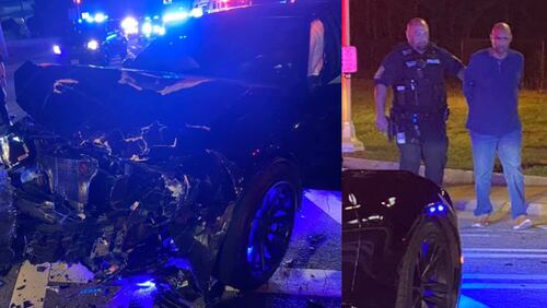 A suspected DUI driver hit Clayton County Sheriff Victor Hill's patrol car Friday night, the sheriff said in a Facebook post.