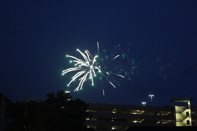 Fireworks light up the Marietta Square during last year’s July 4th celebration. HANDOUT