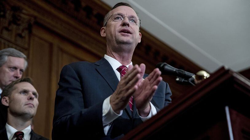 U.S. Rep. Doug Collins, R-Gainesville, speaks at a House Republicans press conference in October after the House voted on a resolution outlining the rules for the next phase of the impeachment inquiry. (Anna Moneymaker/The New York Times)