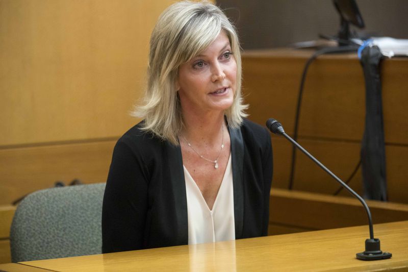 03/26/2018 -- Atlanta, GA - Anne Schwall, a family friend of the McIvers, takes the witness stand during the tenth day of trial for Tex McIver before Fulton County Chief Judge Robert McBurney, Monday, March 26, 2018. Anne ALYSSA POINTER/ALYSSA.POINTER@AJC.COM
