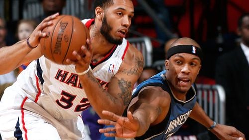 It’s been a learning process for Mike Scott in his rookie season. He has appeared in 19 of the Hawks’ 44 games.