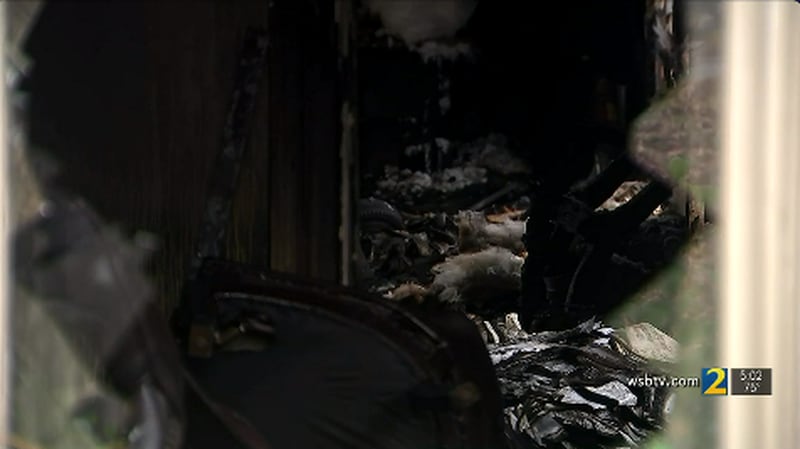 The inside of the law office appeared charred after the deadly fire.