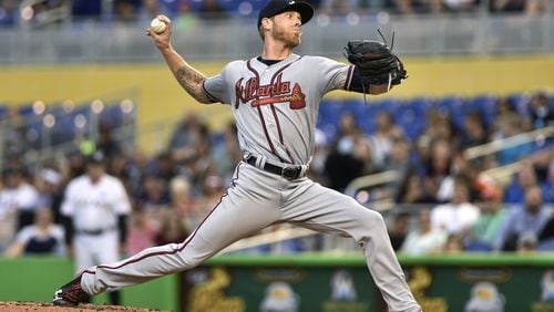 Braves’ pitcher Mike Foltynewicz delivers against the Miami Marlins, Friday, May 12, 2017, in Miami. (AP Photo/Gaston De Cardenas)