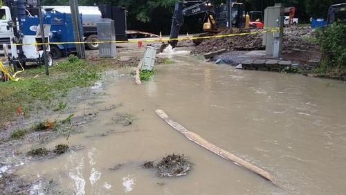 Attempts to fix a water main break in DeKalb County on Saturday morning were unsuccessful. (Credit: @ItsInDeKalb)