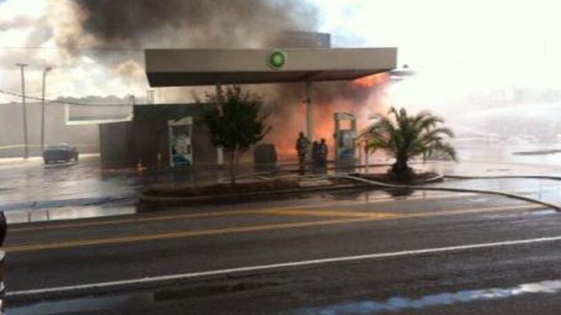 A gas pump exploded Tuesday in Savannah. (Credit: Savannah Morning News)