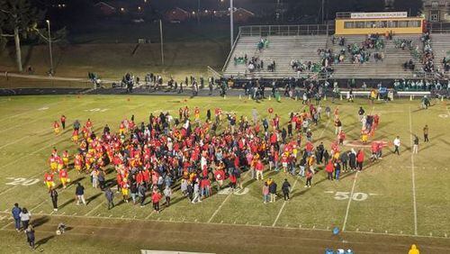 Clarke Central celebrates its win over Buford.