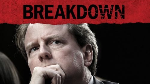 The thirteenth episode of The Atlanta Journal-Constitution's podcast "Breakdown - The Trump Grand Jury" focuses on Don McGahn, a key member of U.S. Senator Lindsey Graham's legal team, and an architect of Trump's legacy of getting dozens of vacant federal judgeships filled with steadfast conservative jurists. (Jacquelyn Martin / AP file)