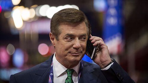 Paul Manafort, then Donald Trump's presidential campaign manager, talks on the phone at the Republican National Convention in Cleveland, July 17, 2016. (Eric Thayer / The New York Times)