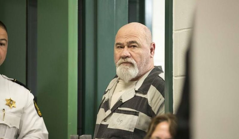 Murder suspect Frank Gebhardt enters a courtroom before the start of a preliminary hearing in Spalding County, Georgia Thursday, November 30, 2017. Gebhardt is also charged with killing Timothy Coggins in 1983. 