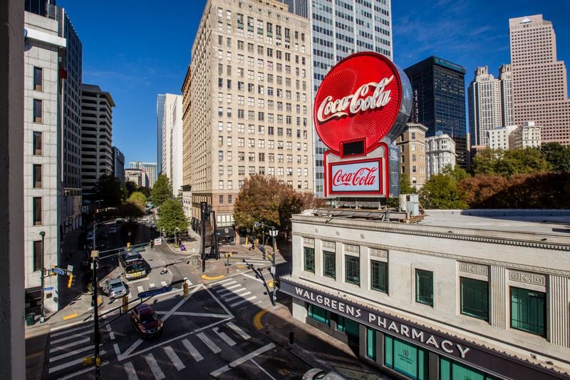 The city is studying the stretch of Peachtree Street from Marietta Street (around Five Points) to North Avenue. (Jenni Girtman for The Atlanta Journal-Constitution)