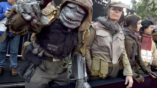 Characters from "Rogue One: A Star Wars Story" appear at the film's world premiere at the Pantages Theatre on Saturday, Dec. 10, 2016, in Los Angeles. (Photo by Jordan Strauss/Invision/AP)