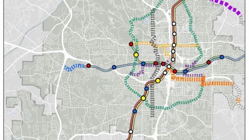 MARTA released a wish list of transit expansion in Atlanta on Wednesday, May 12, 2016. The $2.5 billion proposal would require city voters, who already pay a 1 percent sales tax for MARTA, decide whether to pay an additional half-percent to add more service. Courtesy of MARTA