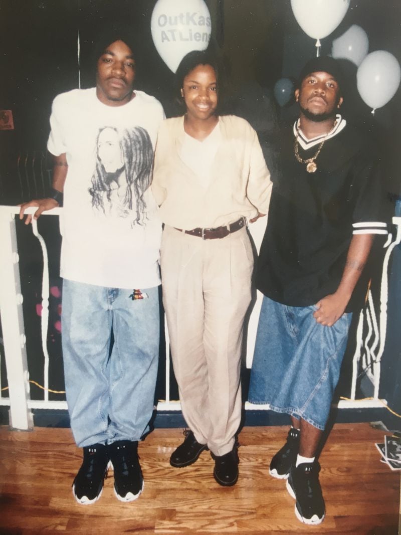 Sonia Murray was a music critic with The Atlanta Journal-Constitution, often covering the developing hip-hop scene in Atlanta. Murray with iconic Atlanta hip-hop duo Outkast -- André 3000, left, and Big Boi, right. (Handout)