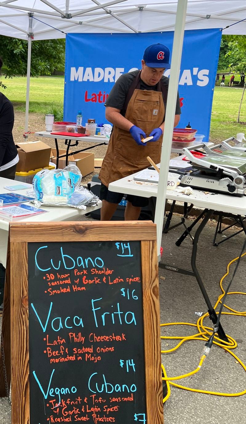 Alex Garcia makes three sandwiches as part of his Madre Garcia's pop-up: Cubano, Vaca Frita and a vegan Cubano. / Courtesy of Madre Garcia's