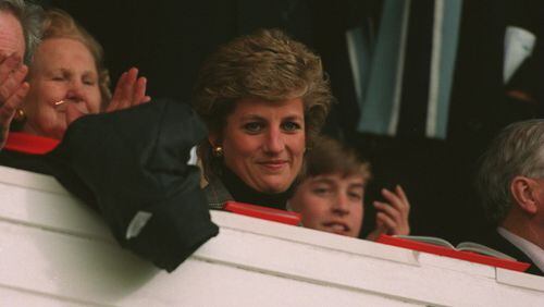 18 MAR 1995: PRINCESS DIANA APPLAUDS FROM THE BOX DURING THE FIVE NATIONS INTERNATIONAL BETWEEN WALES AND IRELAND AT CARDIFF ARMS PARK. Mandatory Credit: Clive Mason/ALLSPORT