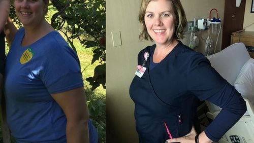 In the photo on the left, taken in July 2017, Melissa Donovan weighed 213 pounds. In the photo on the right, taken in March, she weighed 178 pounds. (All photos contributed by Melissa Donovan)