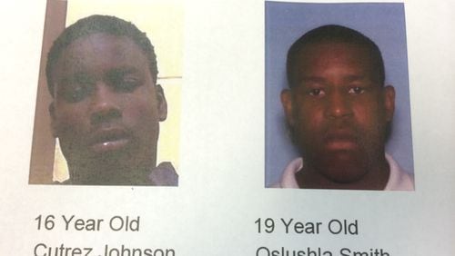 DeKalb police arrested Cutrez Johnson, 16, also known as “Lil Red,” and Oslushla Smith, 19, also known as Budda or Boo, in connection with the May 3 shooting of Michael Phillips, 29, at a party. (DeKalb police)