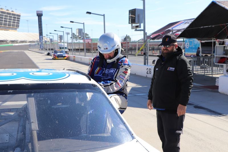The Atlanta Journal-Constitution's Doug Roberson took part in the NASCAR Racing Experience at Atlanta Motor Speedway on Friday.