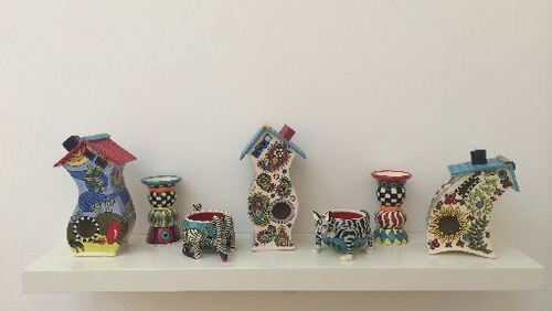 Ceramics by Gwen Fryar are showcased in Swan Coach House Gallery s Summer Swan Invitational.