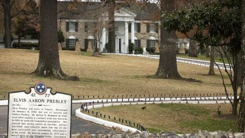 Graceland was defaced with BLM graffiti on Tuesday. (Photo by Mike Brown/Getty Images)