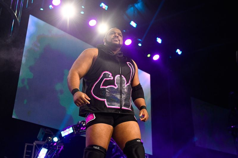 Keith Lee enters the stage during an All Elite Wrestling program. Lee, who played football for Texas A&M, recently came to AEW from WWE and has delivered some of the most exciting matches in the past five years of wrestling. (Courtesy of TNT)