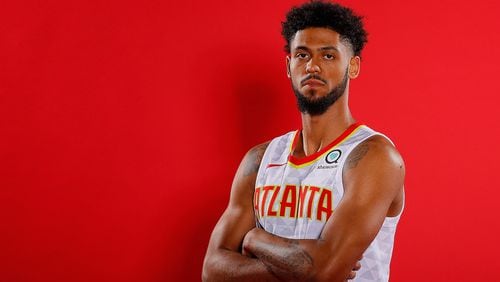 Tyler Dorsey of the Atlanta Hawks poses for portraits during media day at Emory Sports Medicine Complex on September 24, 2018 in Atlanta, Georgia.  (Photo by Kevin C. Cox/Getty Images)