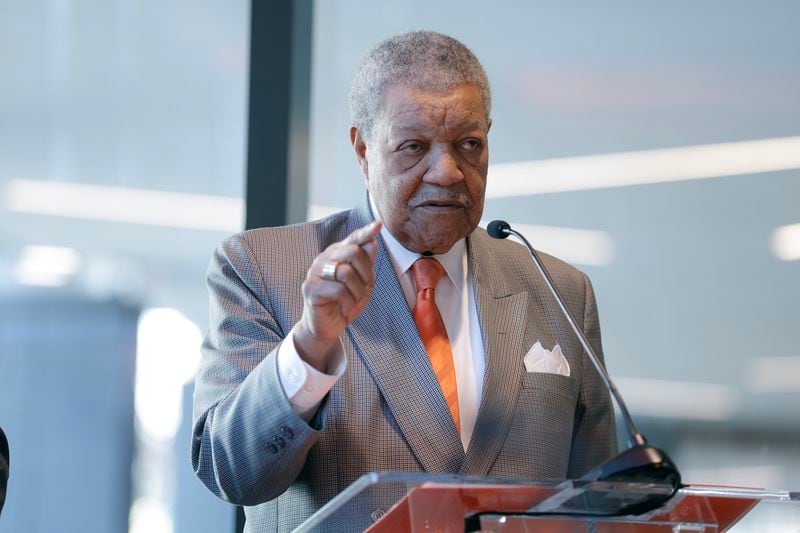 Fulton Commission Chair Robb Pitts speaks during the ribbon cutting ceremony for Correll Pavilion on Monday March 13, 2023. The 10-story wing will house outpatient surgeries and other non-emergency services at Grady. (Natrice Miller/ Natrice.miller@ajc.com)