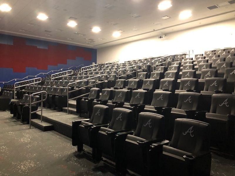 The theater-style auditorium in the “Braves Academy” can seat 220 people.  