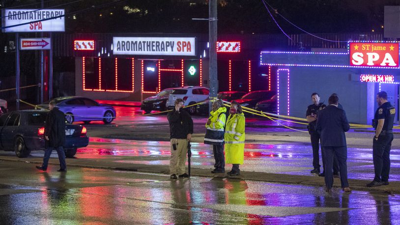 Atlanta police responded to the crime scene at Aromatherapy Spa and Gold Spa on Piedmont Road on March 16.