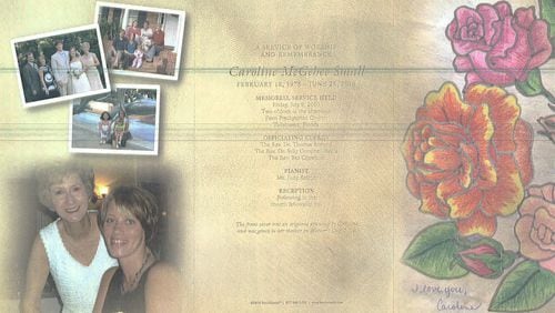 The year before she was shot and killed by police, Caroline Small drew a bouquet of flowers for her mother. The drawing became the cover of the program for her memorial service July 9, 2010. SPECIAL