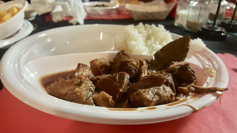 Pork adobo and rice at Janet’s Kitchen. You also can order chicken adobo. CONTRIBUTED BY AB BROOKS / SPECIAL
