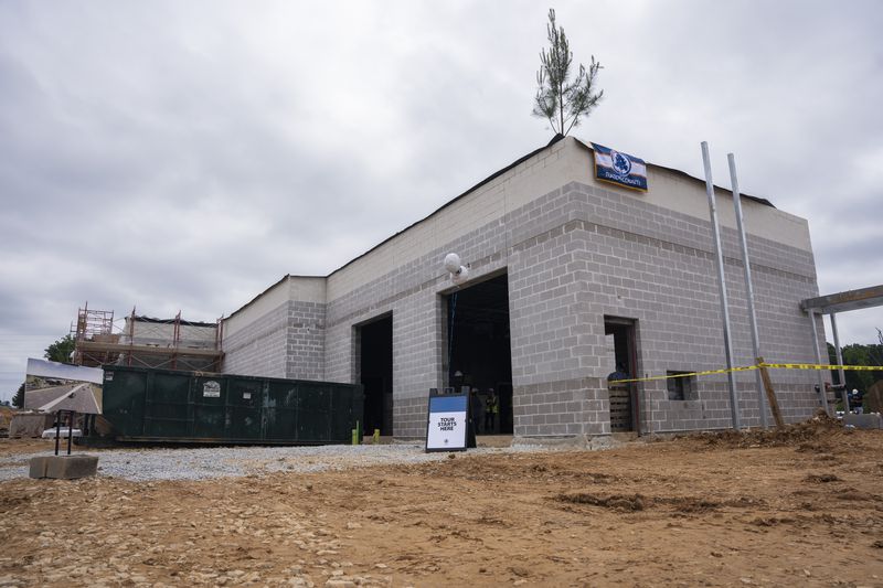 Progress is made on the new Fulton County Animal Shelter which is set to open this fall, on Friday, May 19, 2023.  (Olivia Bowdoin for the Atlanta Journal Constitution).