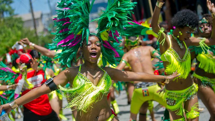 Kimberly Sandy dances during a past Caribbean carnival in Atlanta.